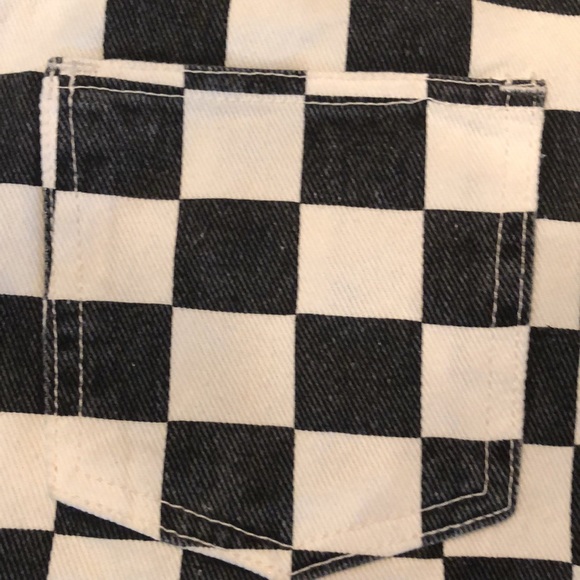 Signature8 Fun Checkerboard classic soft denim skirt, bold red zipper front - Picture 3 of 8